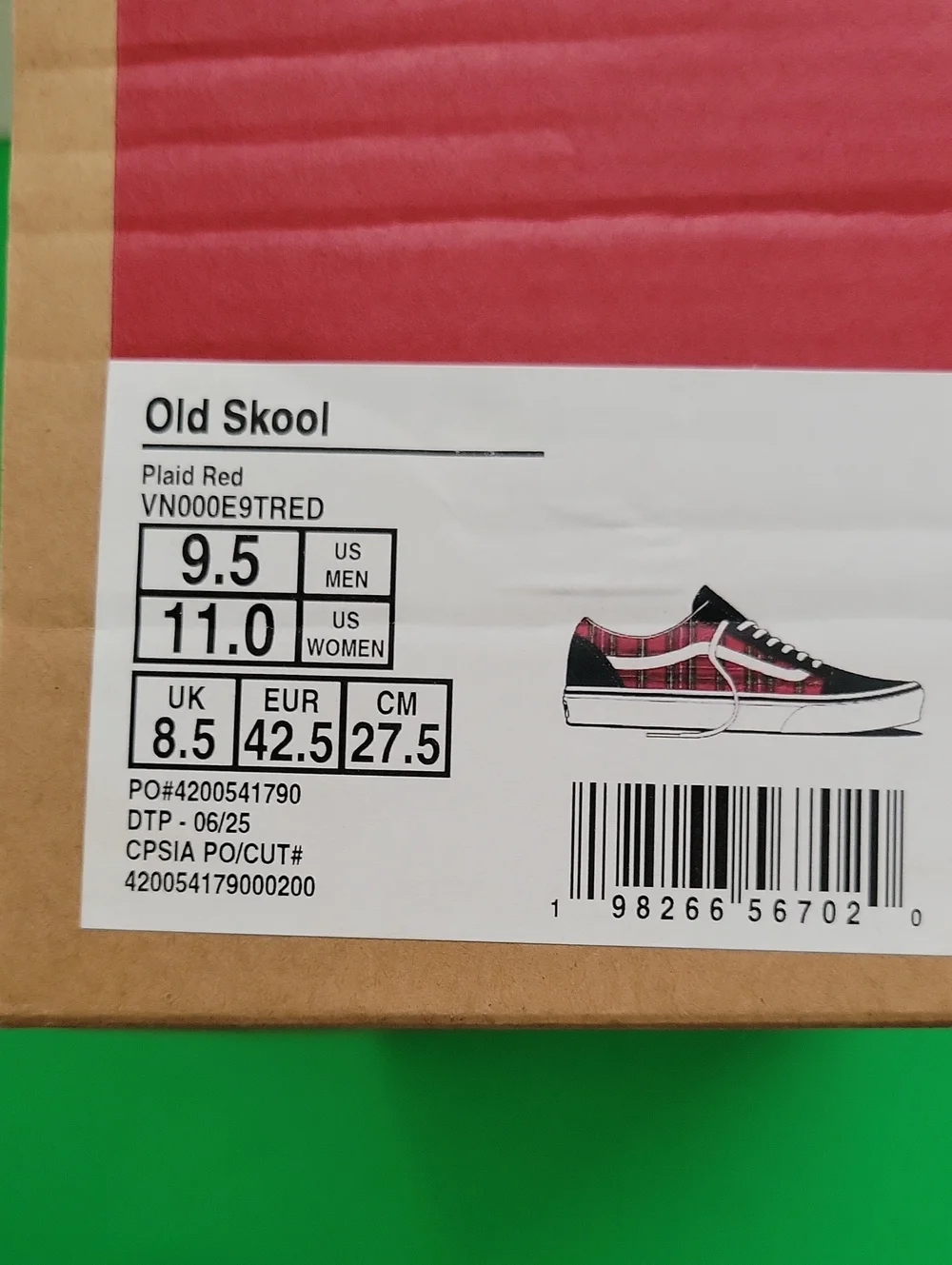 Vans Old Skool Red Plaid with Black Suede Accents